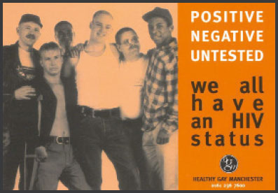 Poster showing six people and the words "positive, negative, untested. we all have an HIV status"