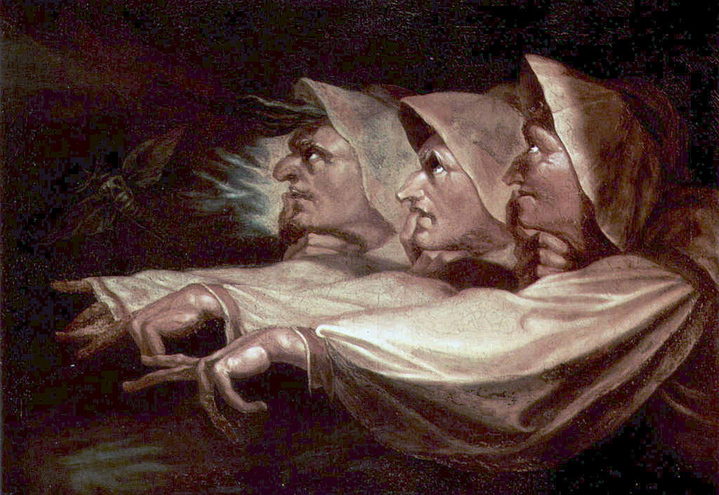 Artwork showing the Macbeth's three witches