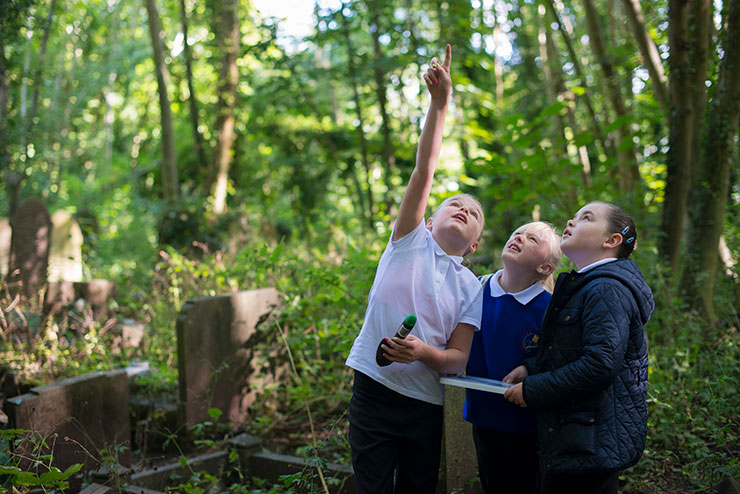 Children on a trip to Arnos Vale Cemetery