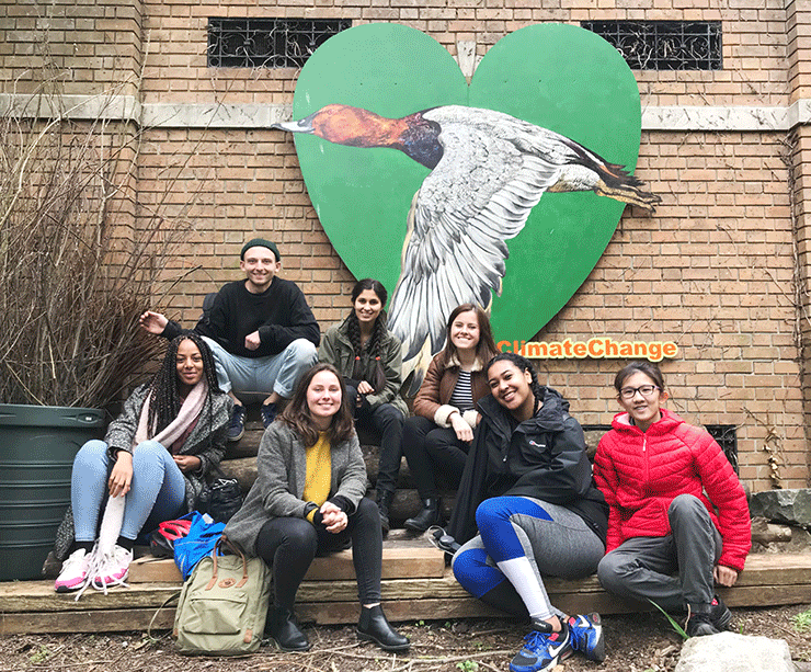 Chantelle with a group of young conservationists