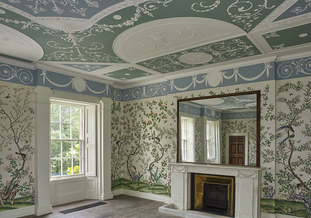 Chinese style wallpaper inside Pitzhanger Manor