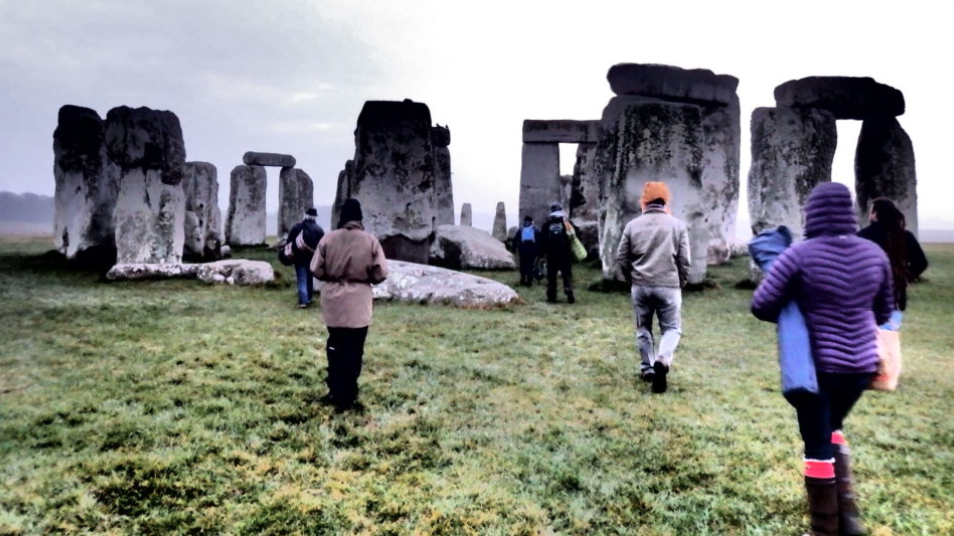 Particpants trek towards Stonehenge