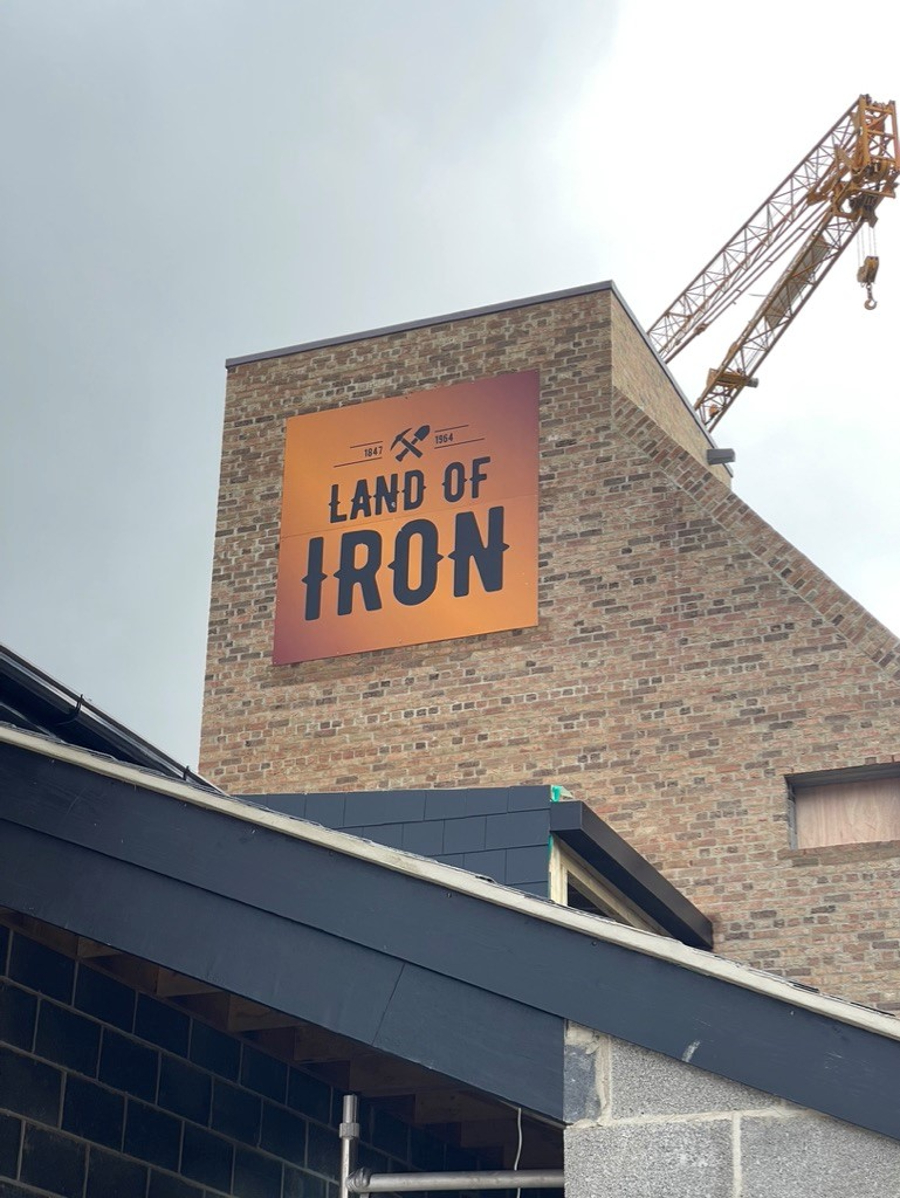 Sign reading 'Land of Iron' at the revamped museum in Cleveland, North Yorkshire