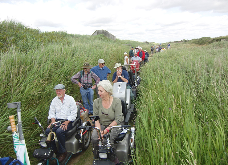 People in wheelchairs enjoying RSPB Minsmere