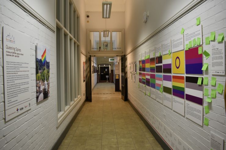 Entrance hallway to the Queering Spires exhibition at the Museum of Oxford