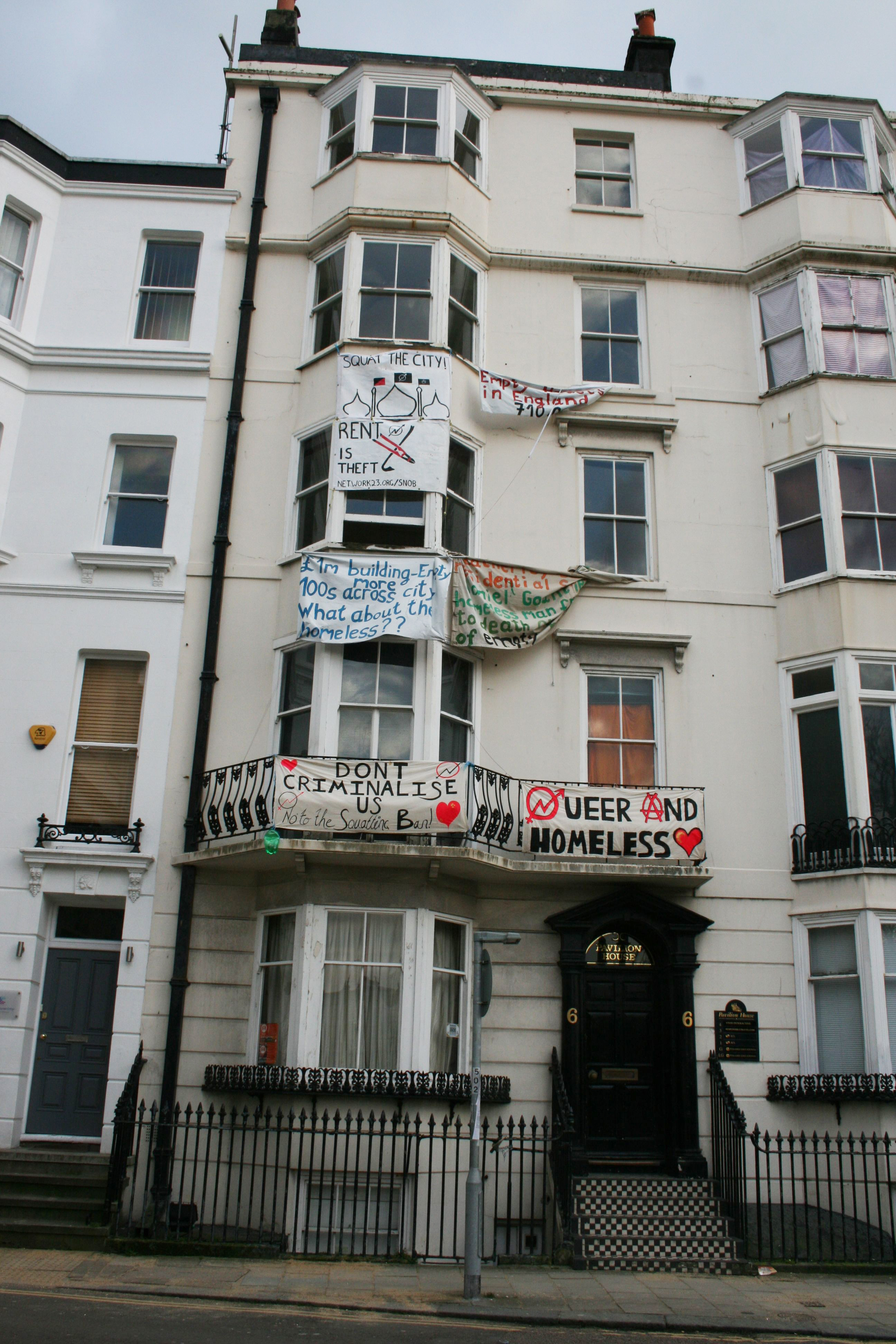 Queer squatter protest in Brighton, 2013. Credit: Lesley Wood.