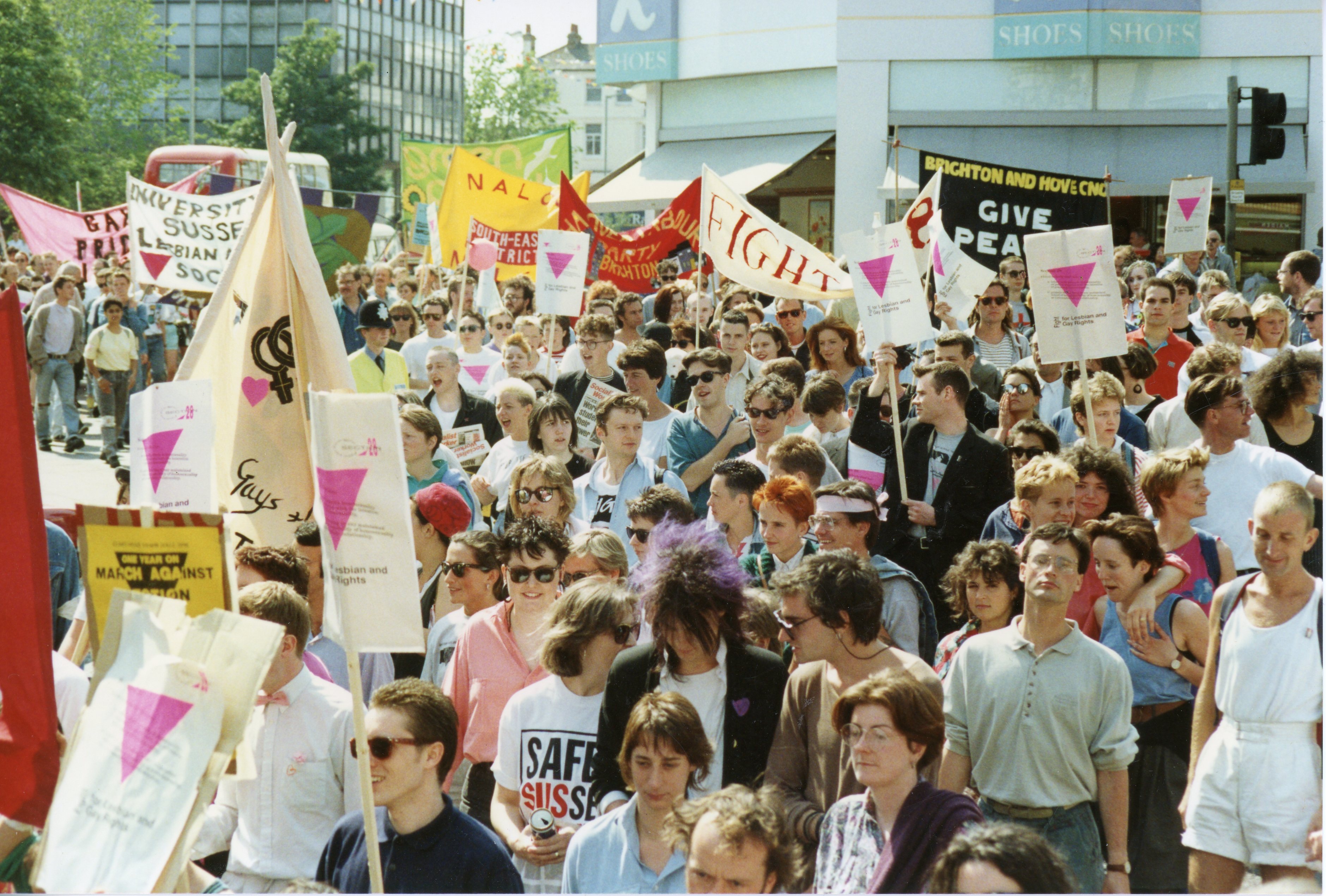 Stop The Clause Section 28 protest march, 1989. Credit: Sally Munt.
