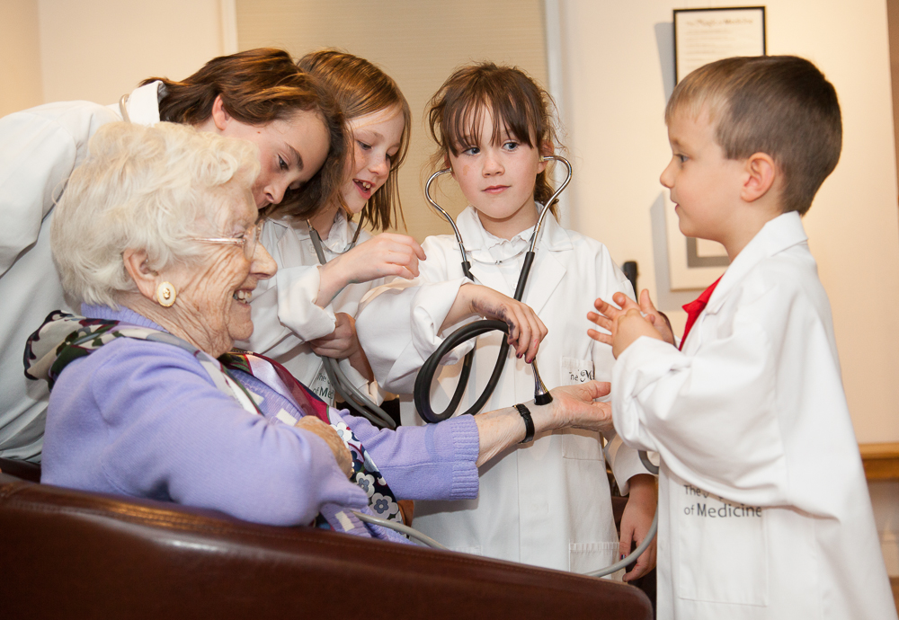 Children using medical equipment