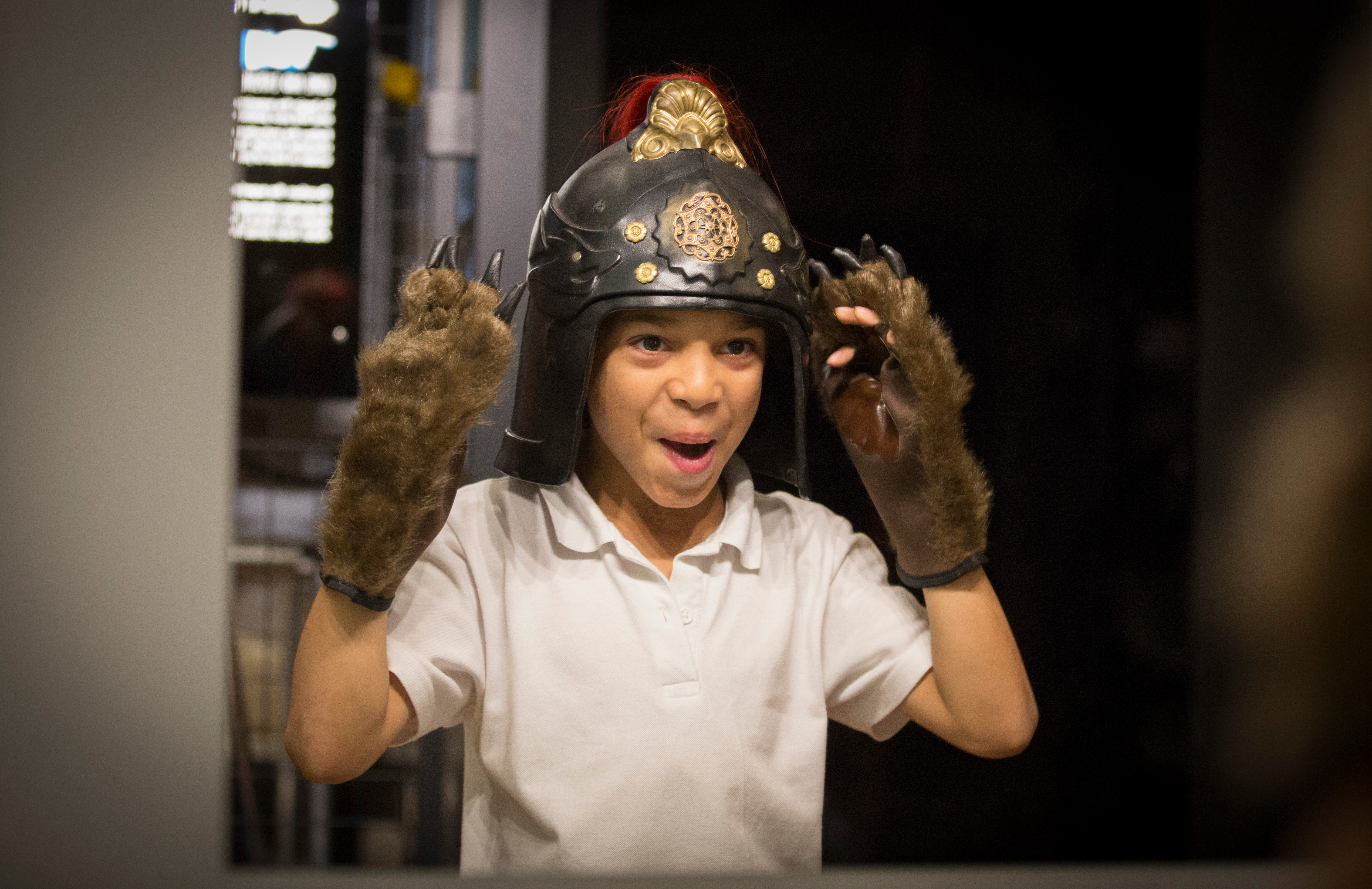 Child wearing helmet