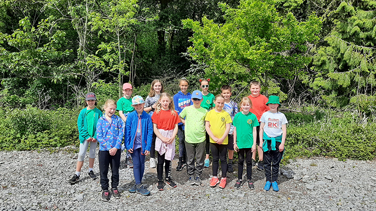 A group of children in woodland