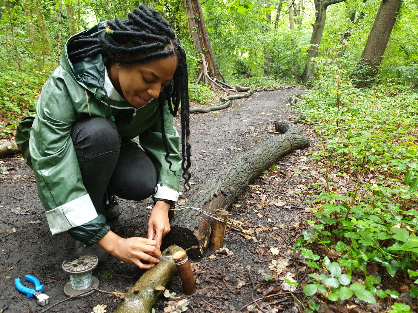 Girl working in woods