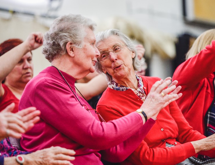 Two ladies singing