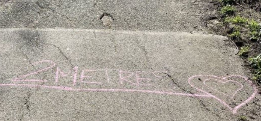 Two metres written in chalk