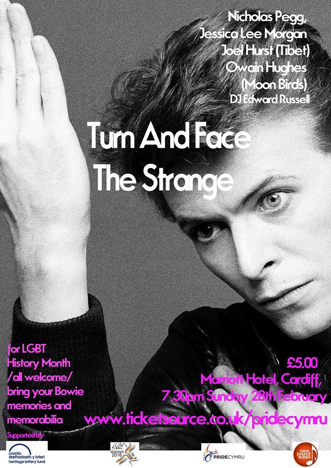 Poster for a LGBT Month event in Cardiff dedicated to David Bowie Poster for a LGBT Month event in Cardiff dedicated to David Bowie