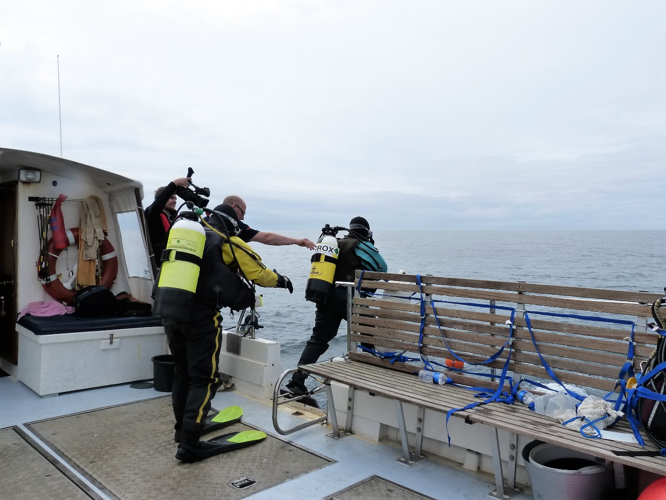 Changing lives: Linda pays tribute to great grandfather Members of the dive team prepare to enter the water above the wreck