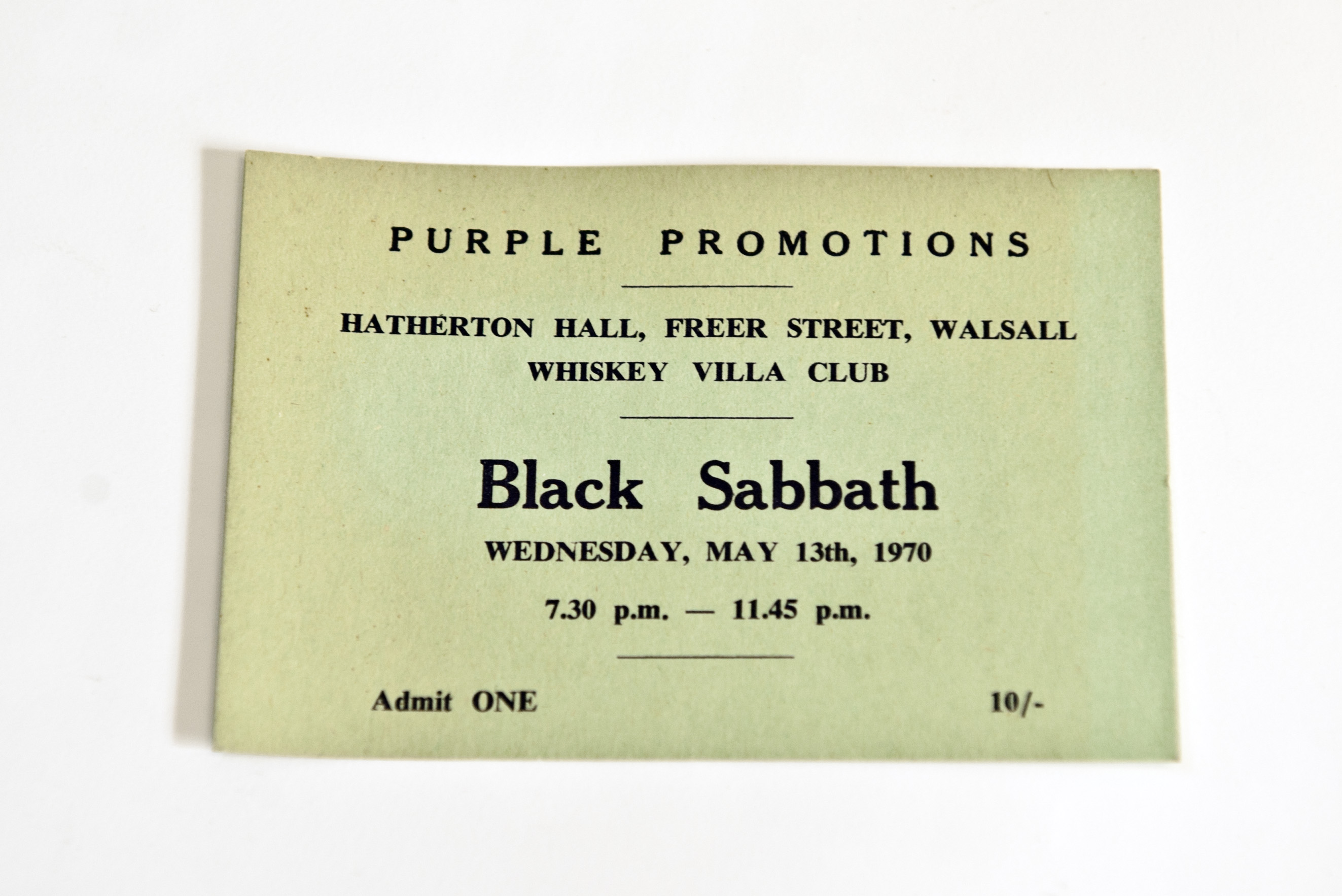 Tickets to a 1970 Black Sabbath gig