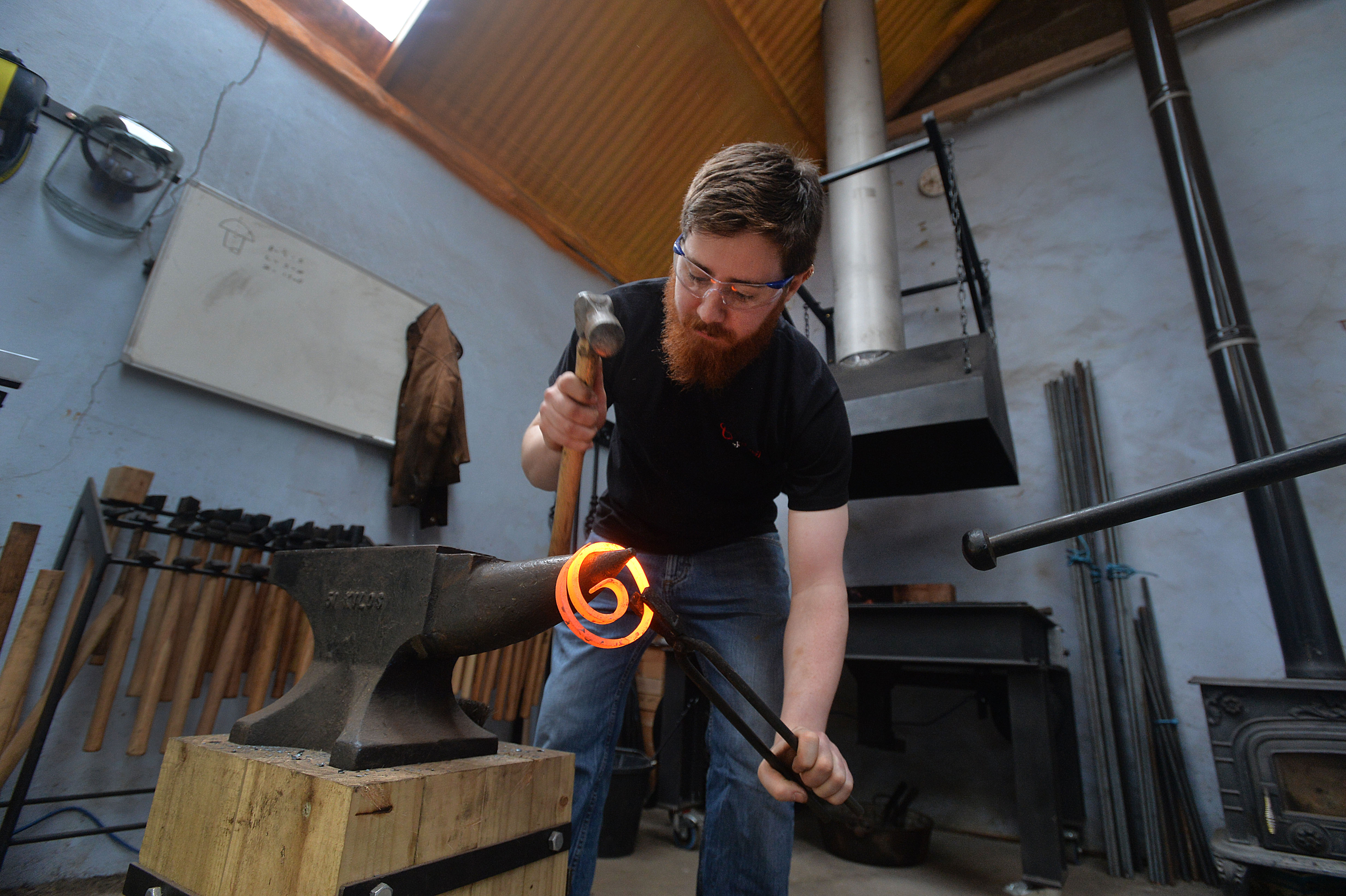 Owen at work in his workshop Owen at work in his workshop
