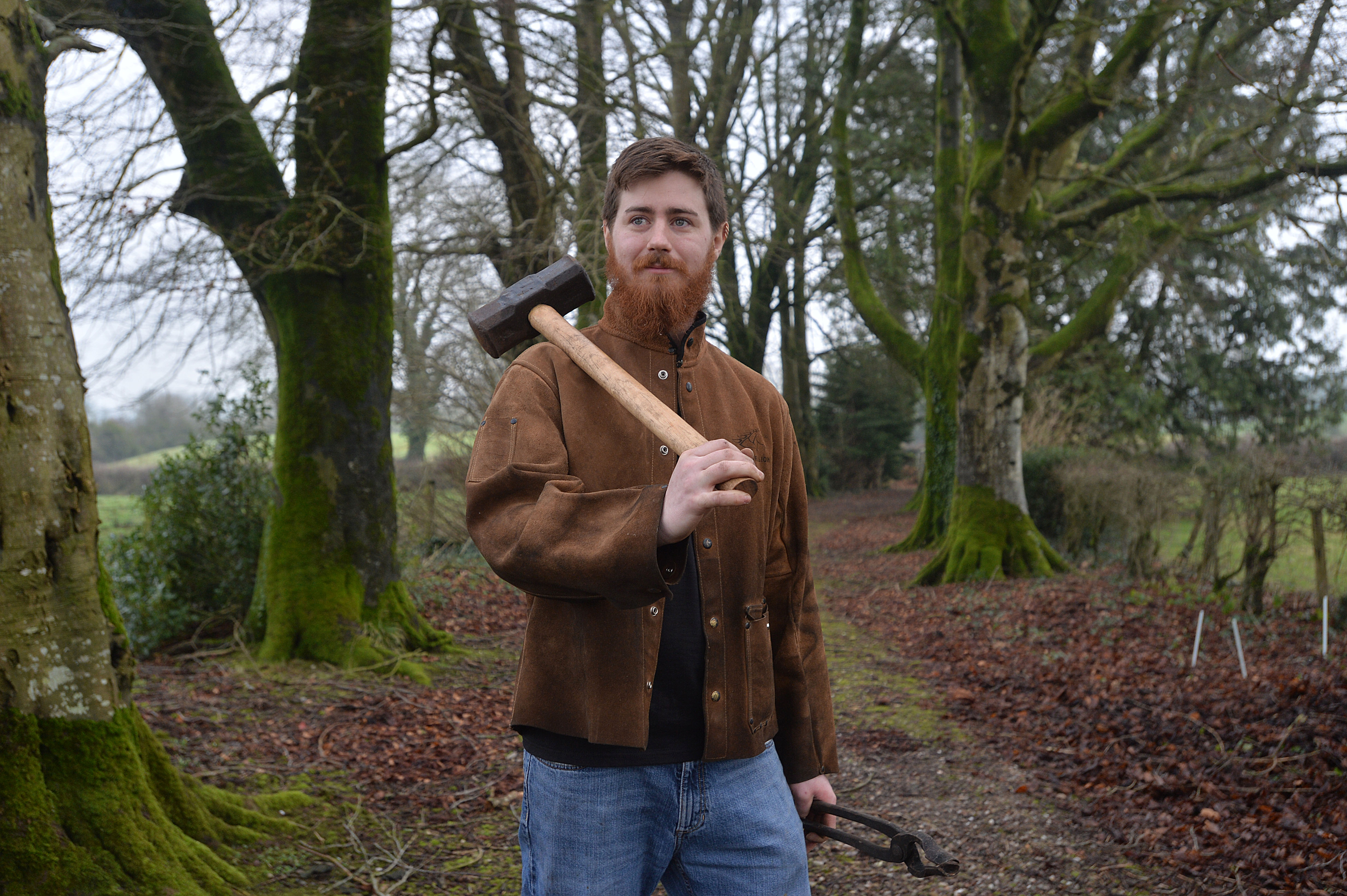 Blacksmith Owen Mort walks in the woods Blacksmith Owen Mort walks in the woods