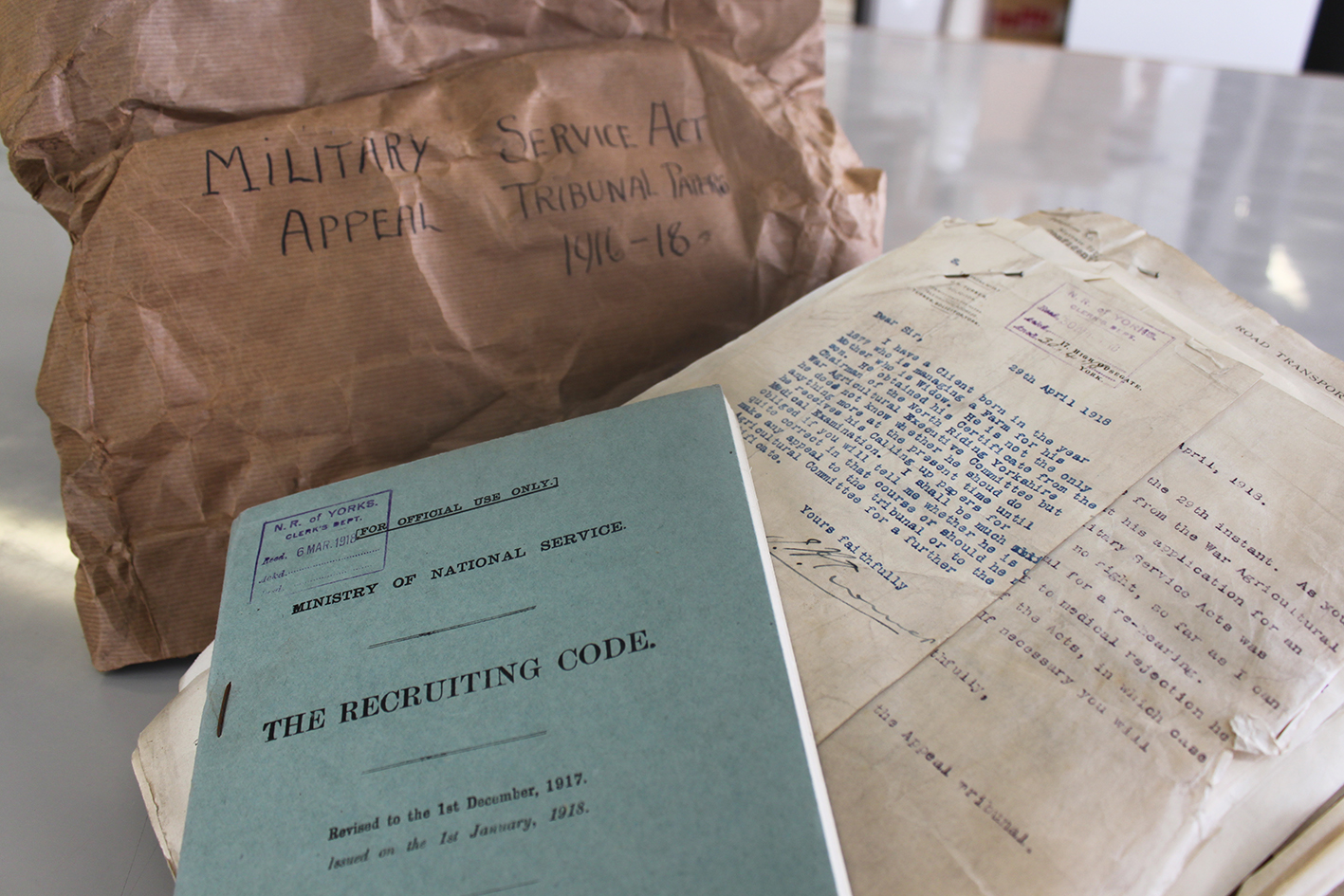 North Yorkshire County Record Office papers dating back to the First World War. North Yorkshire County Record Office papers dating back to the First World War.