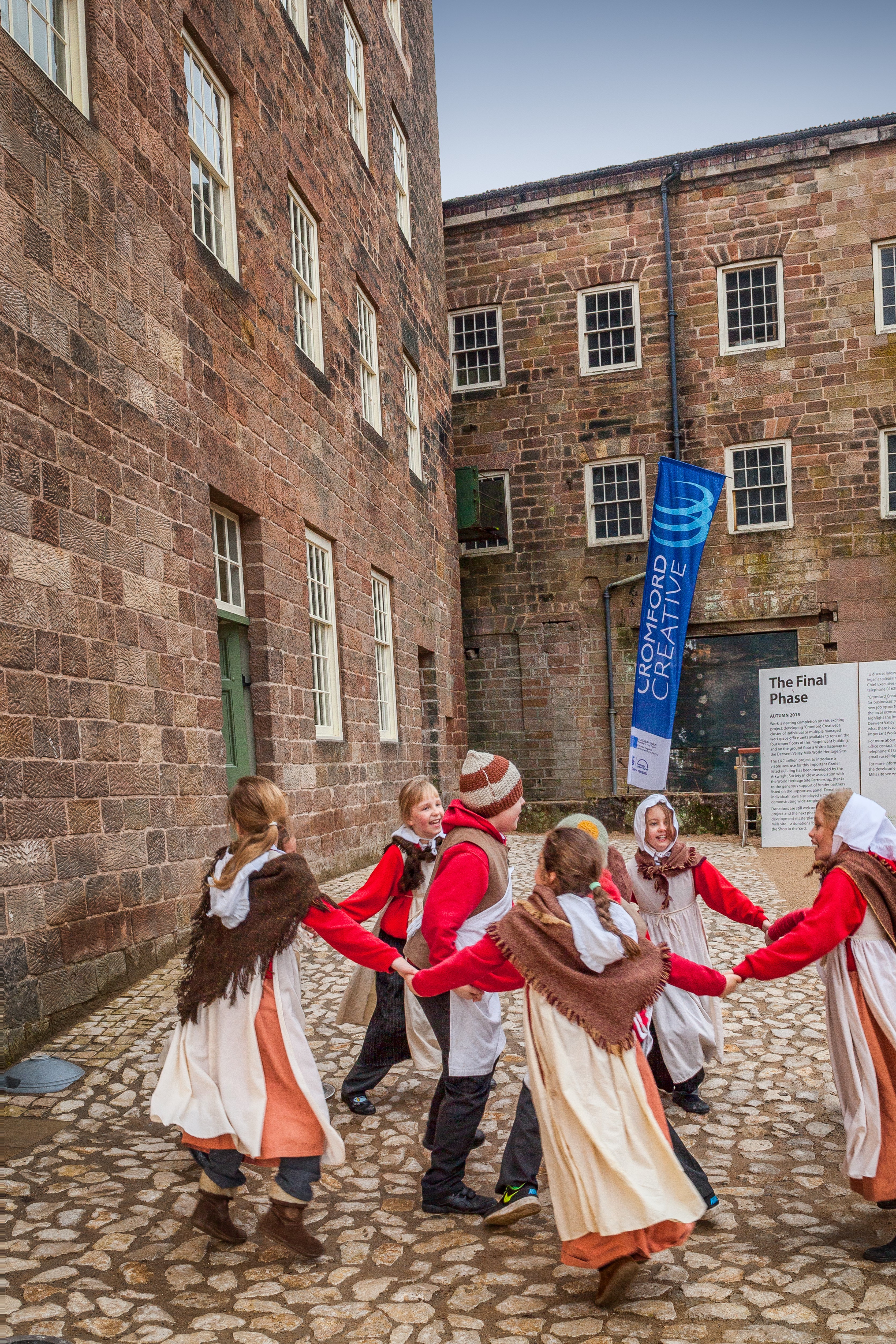Children dancing at the opening of Cromford Mills Children dancing at the opening of Cromford Mills