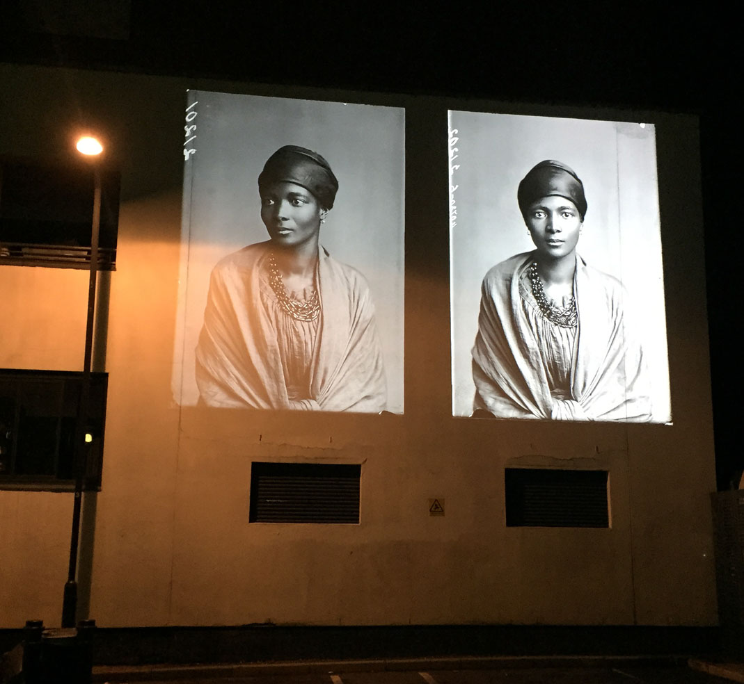 Autograph ABP: Accessing Britain’s diverse cultural heritage through photography ‘The Missing Chapter’ Image Projection. Gillett Square, Dalston, London, November 2014