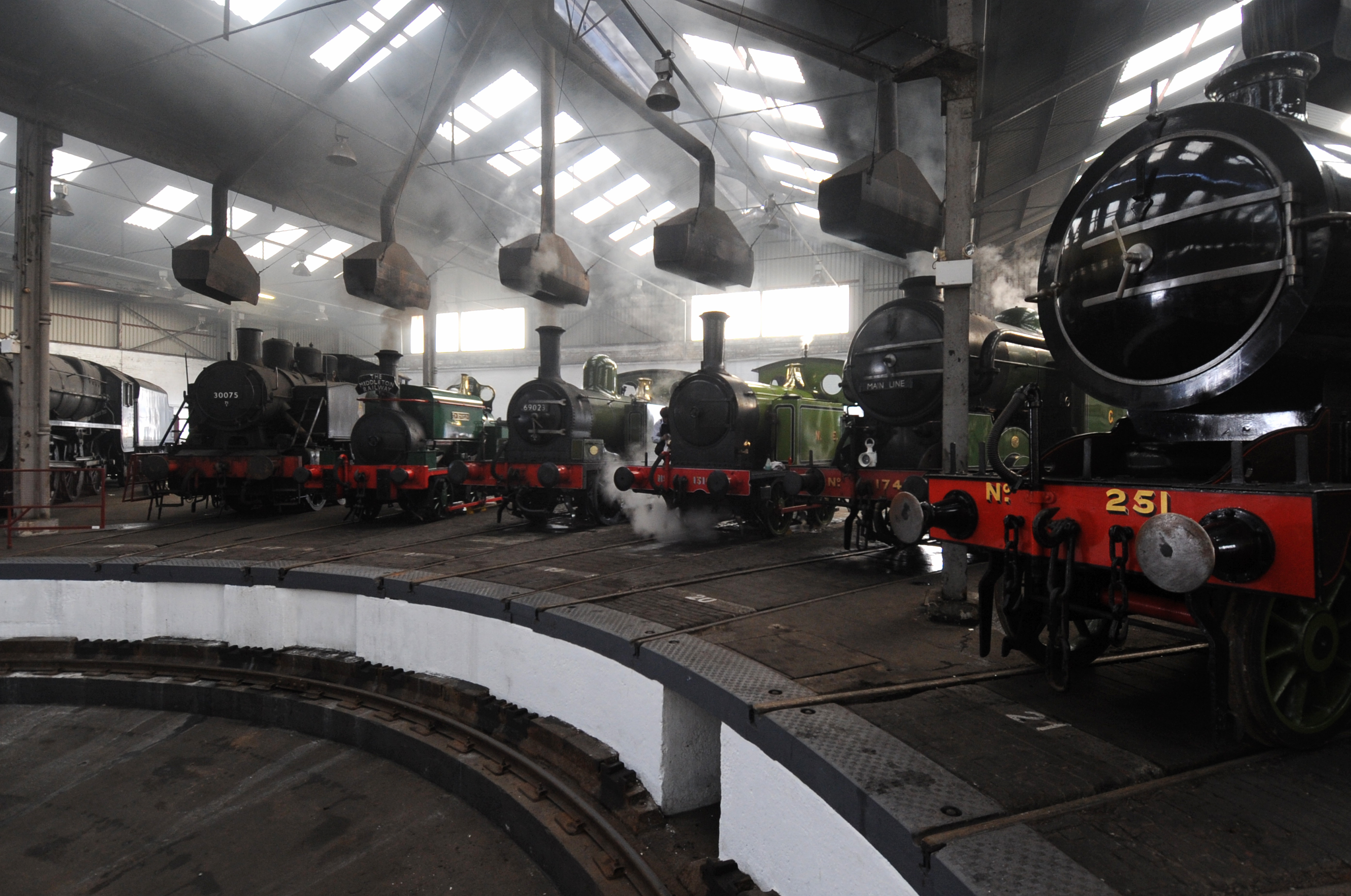 Locomotives inside the Barrow Hill Roundhouse Locomotives inside the Barrow Hill Roundhouse