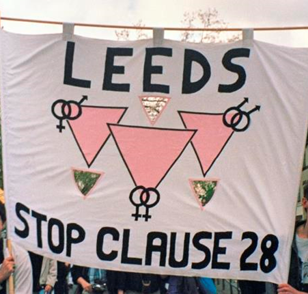 A banner from Leeds, protesting the controversial 1988 'Section 28' legislation