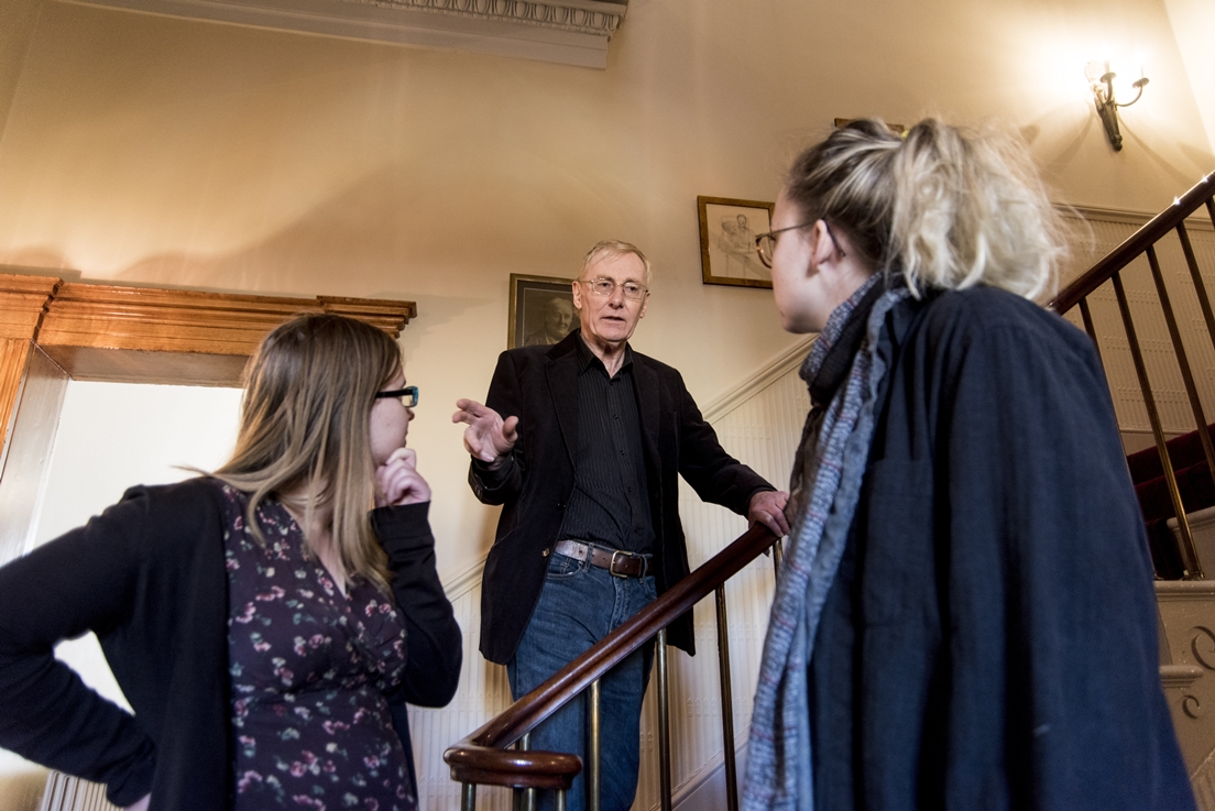 Nicholas shows visitors around Gaskell's House Nicholas shows visitors around Gaskell's House