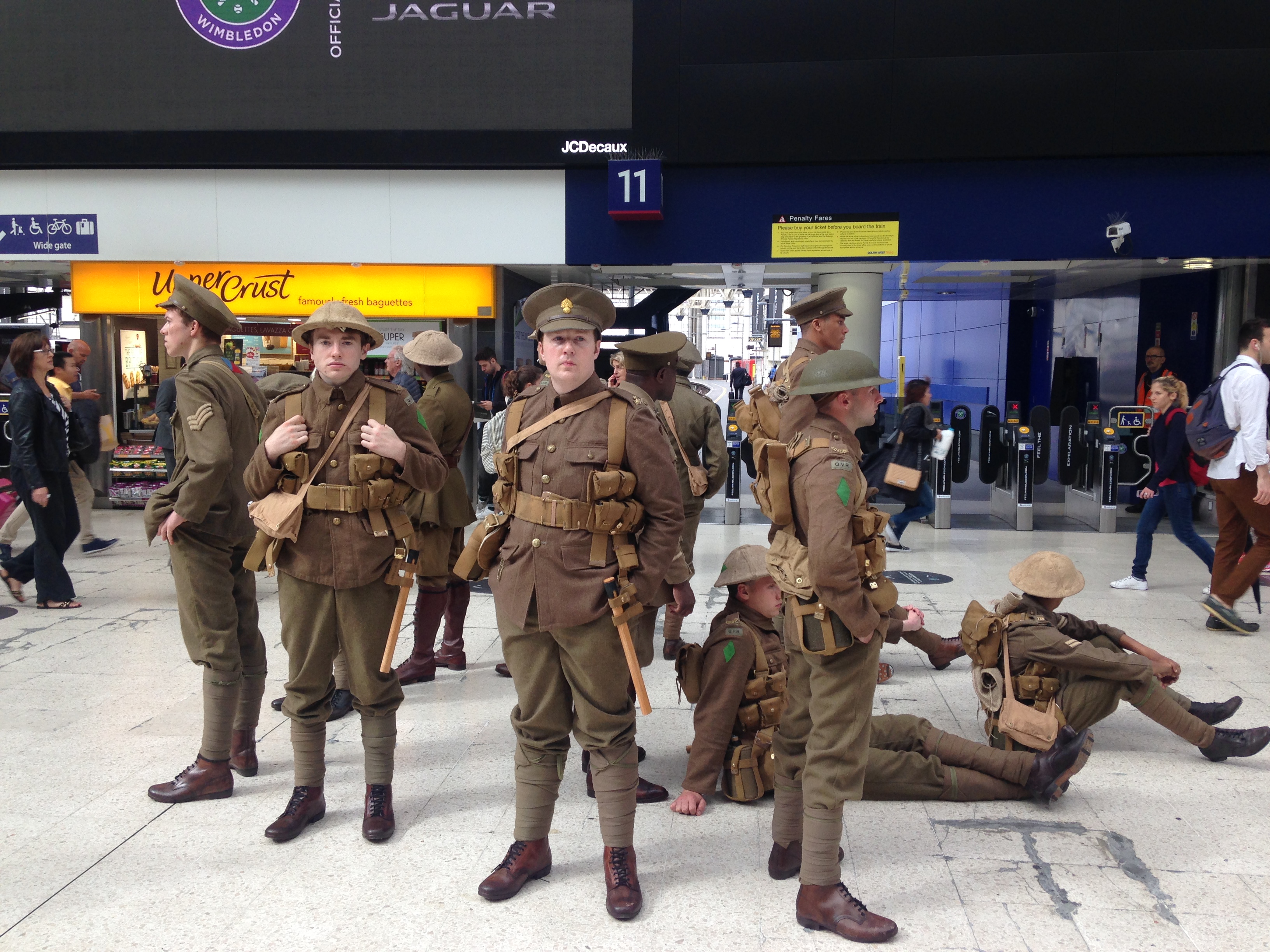 First World War soldiers at a London station First World War soldiers at a London station