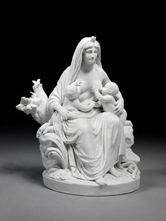 ‘La Nature’, 1794. France (Paris) Porcelain figurine showing a maiden nursing to babies