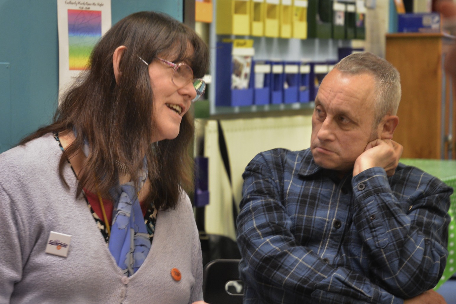 Celebrating LGBT History Month A woman and a man talk