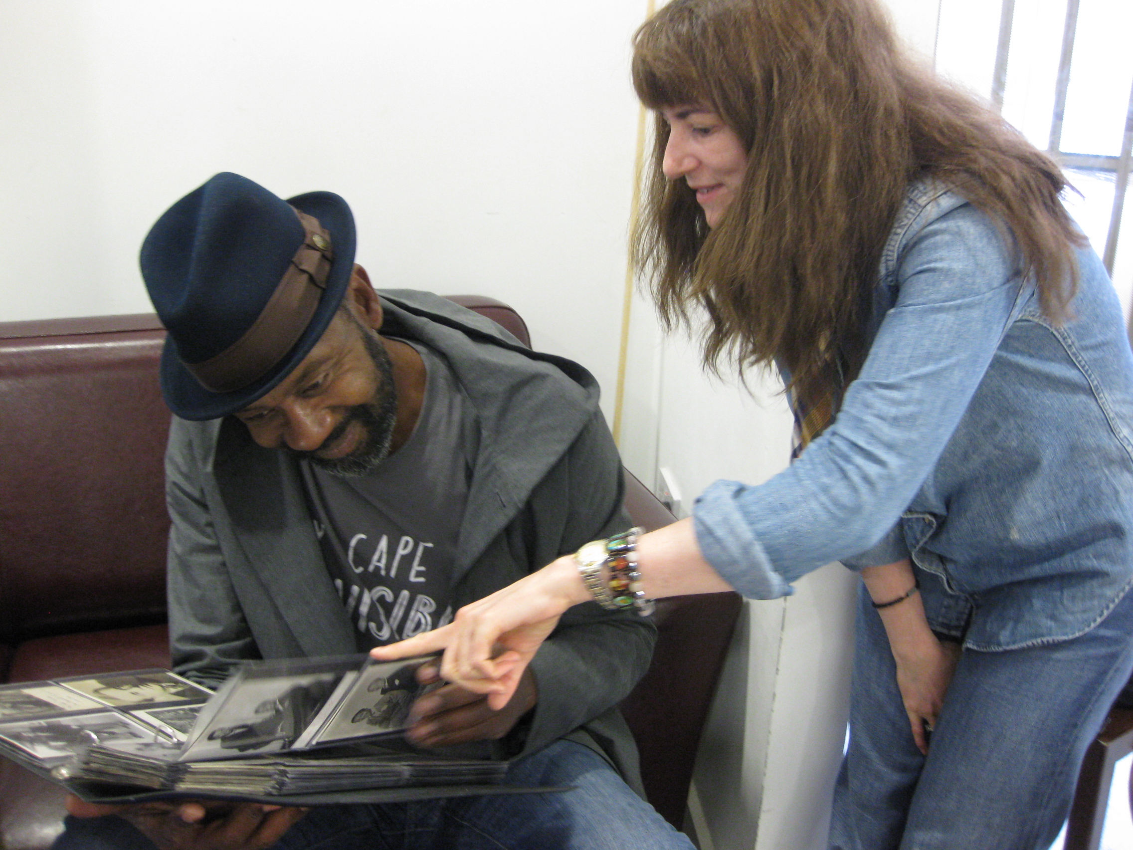 Looking through the Archival collection Lenny Henry and Emily Phillips looking through the Archival collection