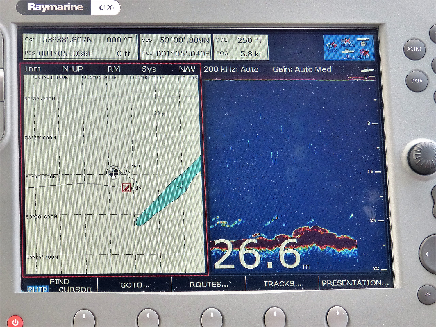 Changing lives: Linda pays tribute to great grandfather The screen of the GPS & sonar showing location, depth and ‘picture’ of the wreck