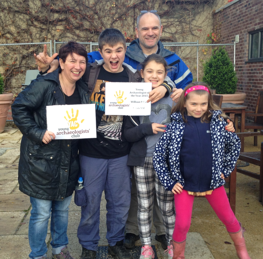 William celebrates becoming Young Archaeologist of the Year with his family William celebrates becoming Young Archaeologist of the Year with his family
