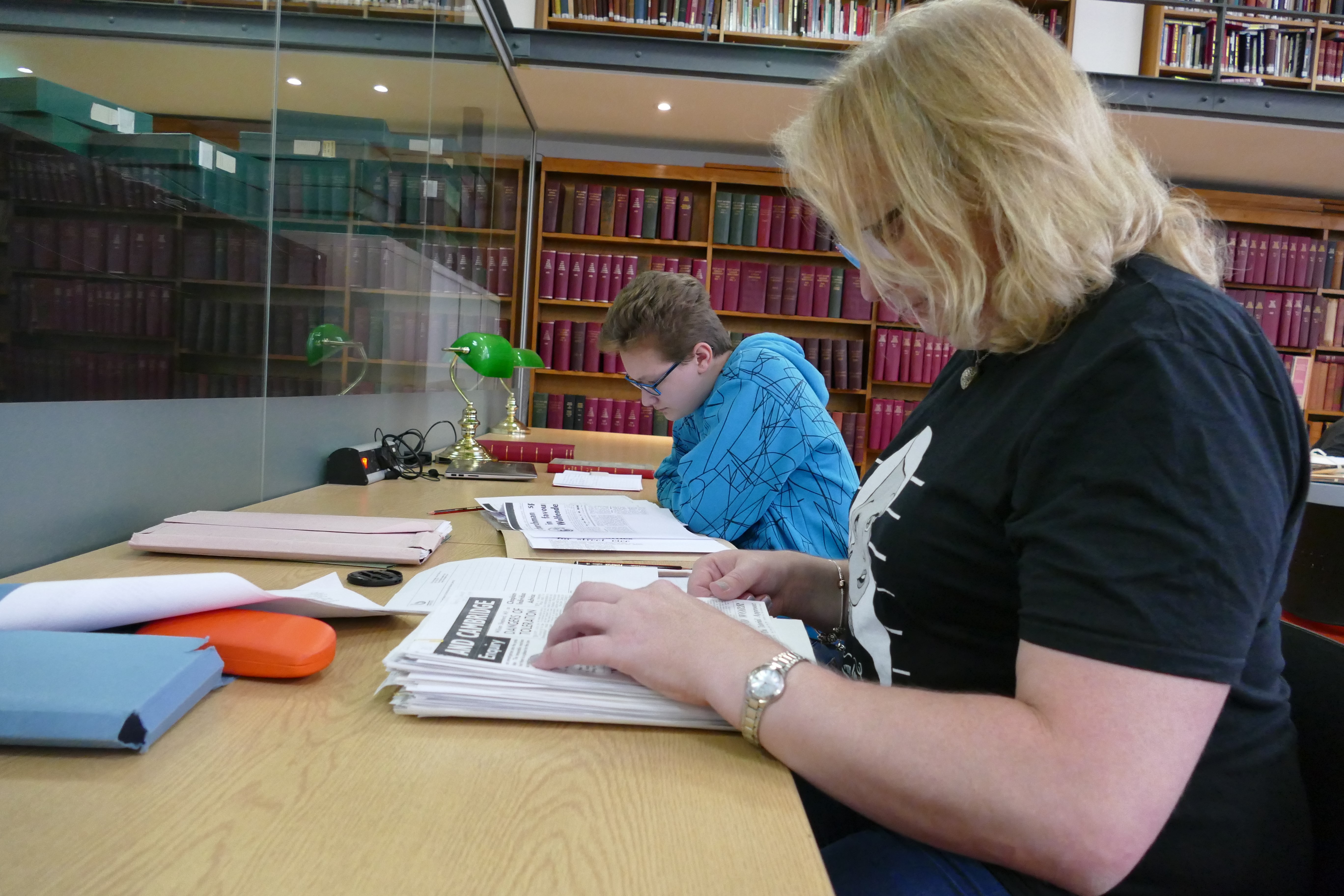 Jessica at work in the archives