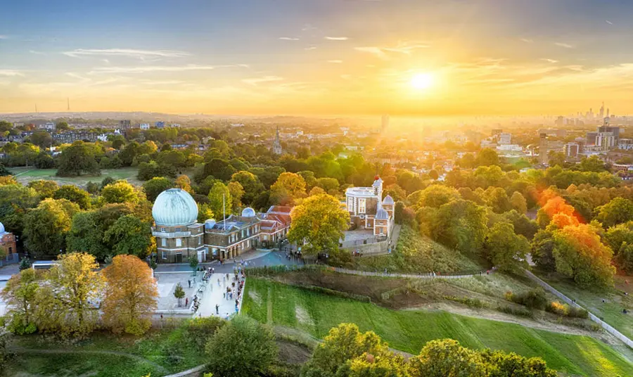 The sun setting over The Royal Observatory