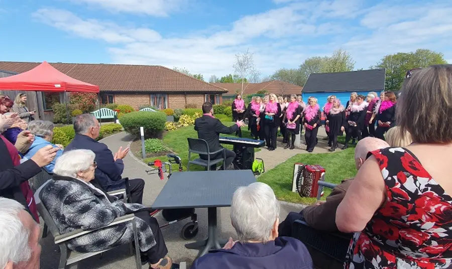 Care home residents enjoy a Eurovision-themed theatre performance