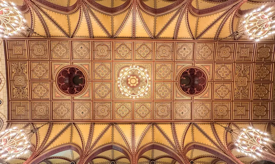 Intricate ceiling by William Burges at Cannaught Hall at Maison Dieu Dover.