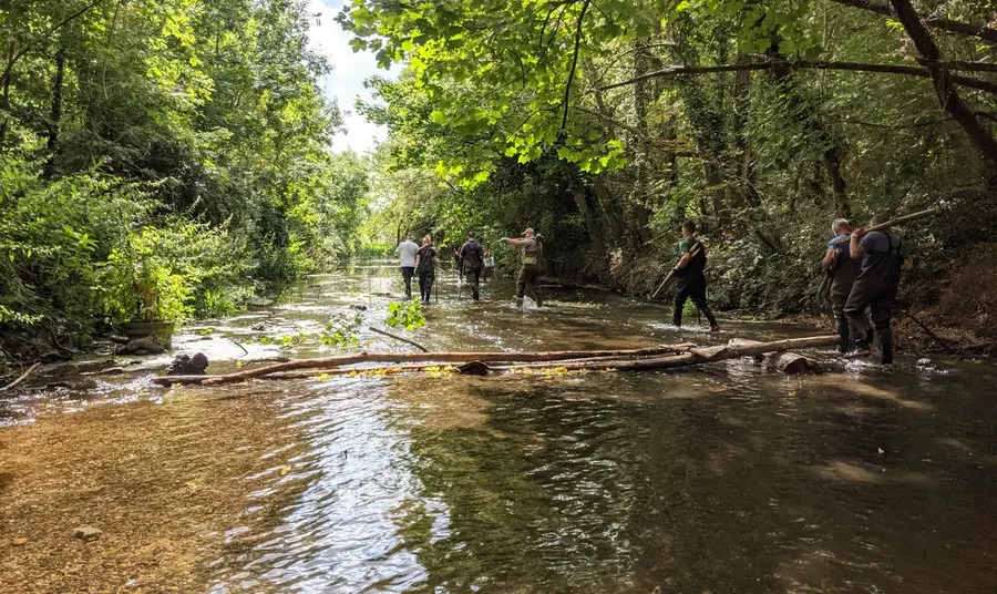 Community exploring the River Roding at Wanstead Park, Redbridge.