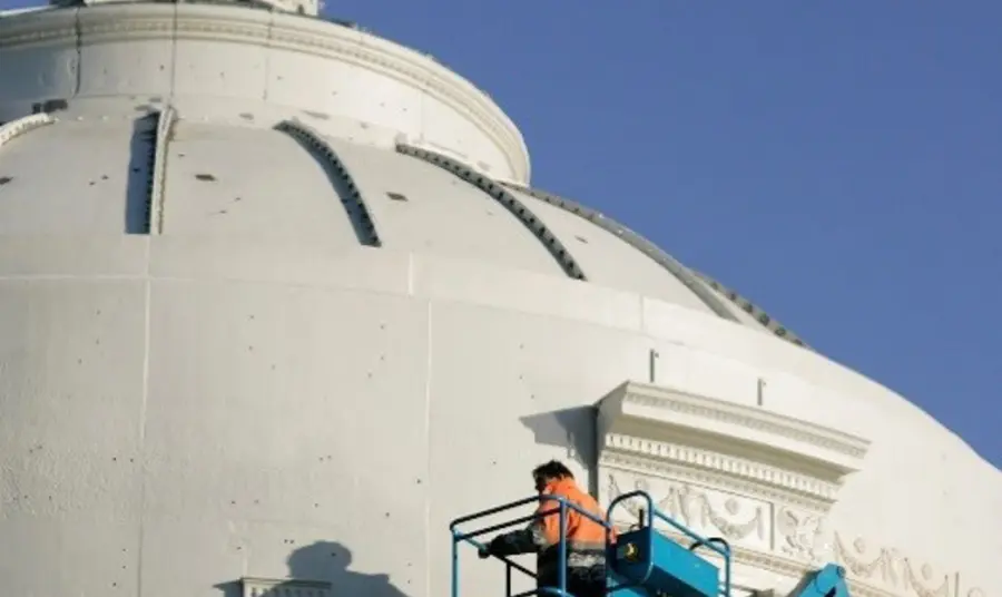 The long-term impact of Heritage Grants revealed A worker repairing the Fergusson Gallery's 19th-century cast iron dome roof