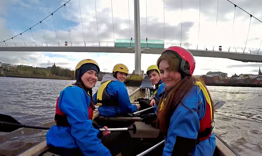 Four young Foyle Ambassadors out on the river