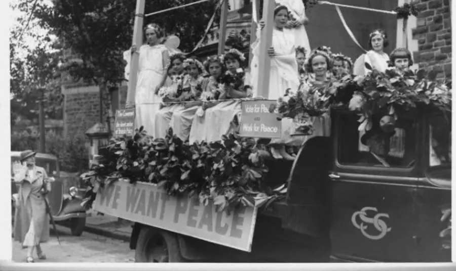 Archive image of the Peace Float in Cardiff