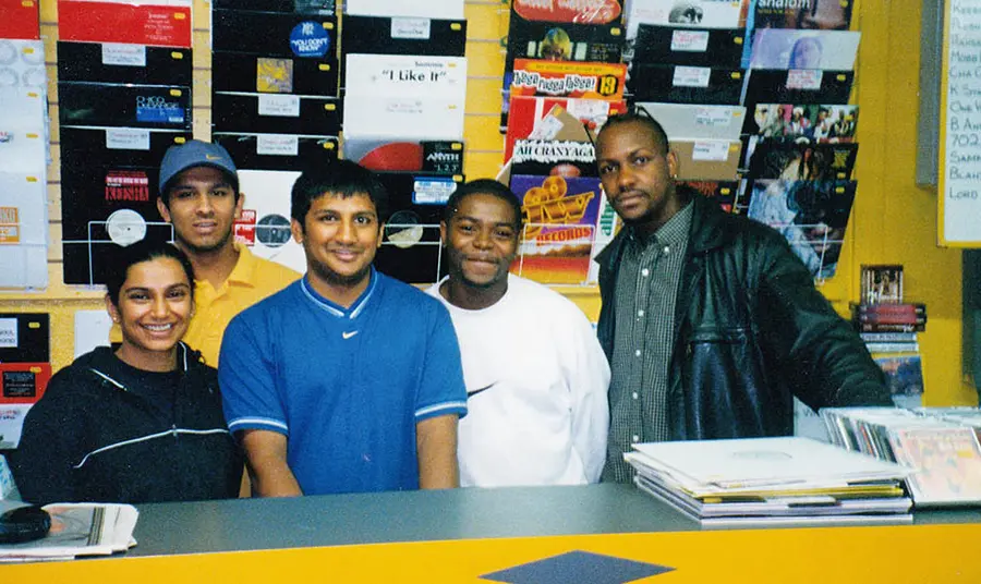 An archive photo of people in the 2funky Records store