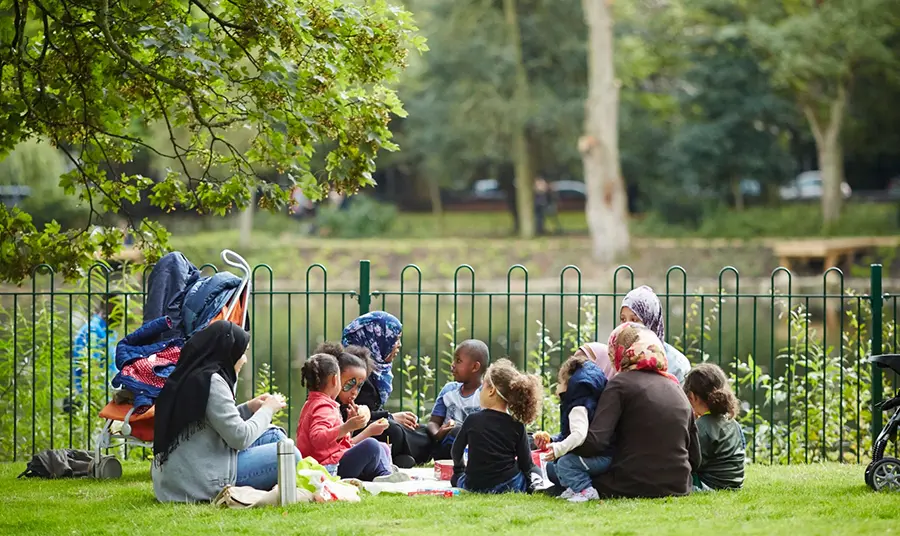 People having a picnic in a park
