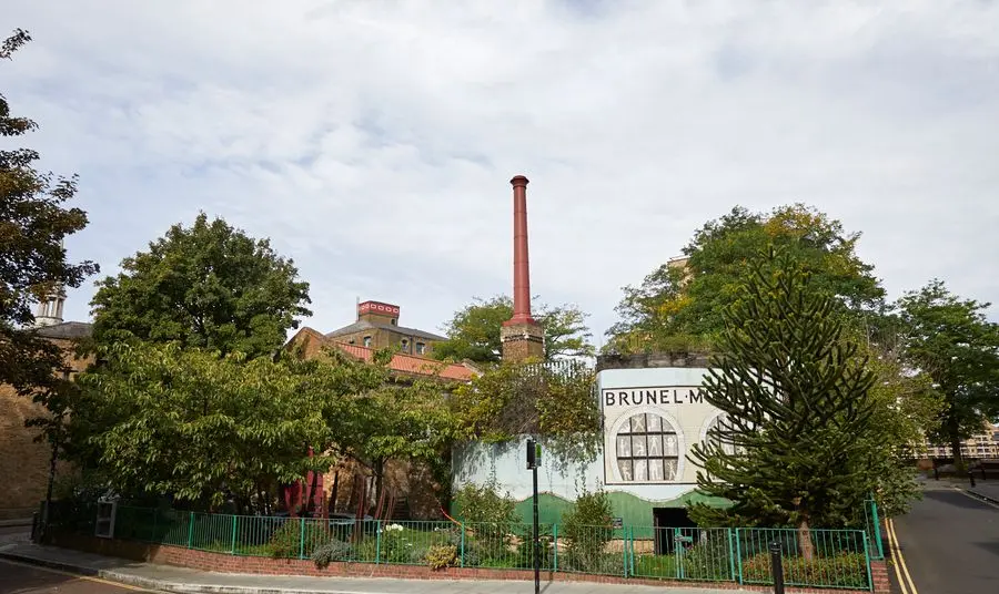 Image of outside buildings of the Brunel Museum including Engine Shaft