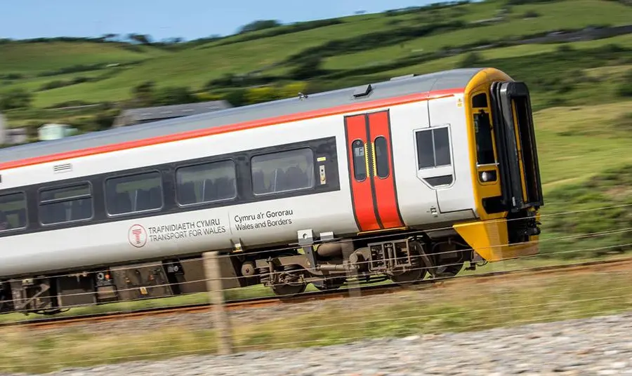 Train travelling through countryside