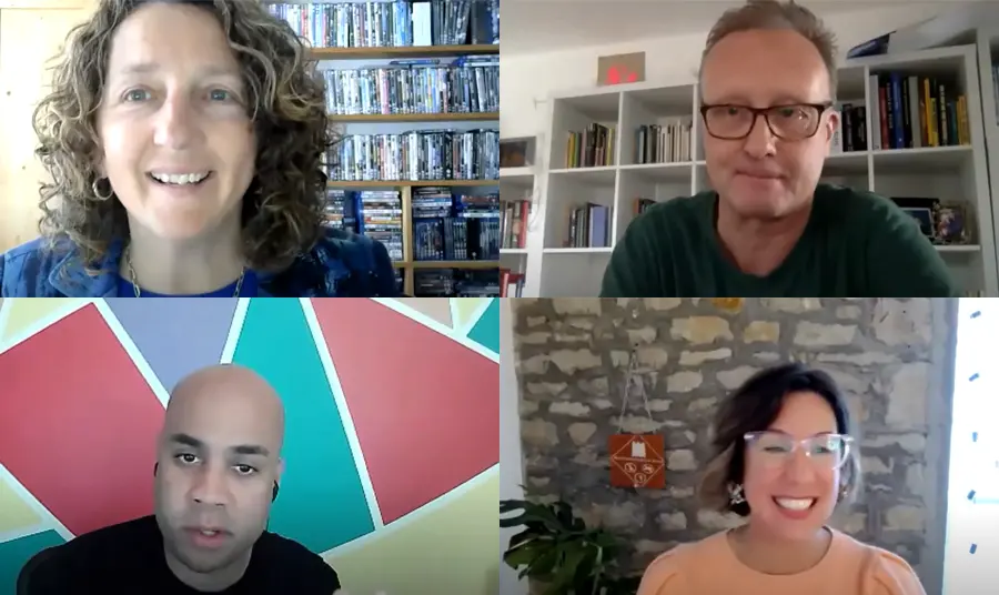 Screenshots of Teams webinar of the host and the three speakers