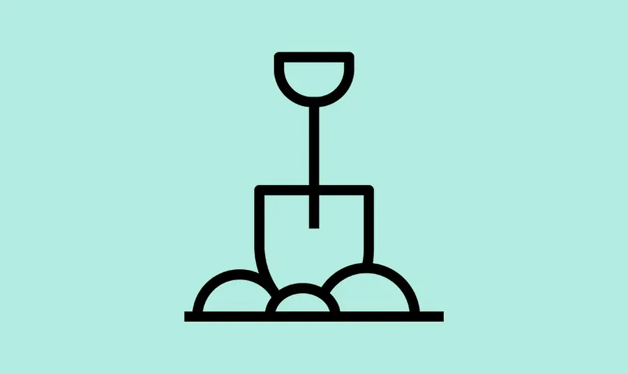 Image icon showing a simple outline of a shovel in the earth