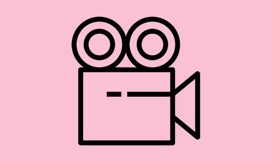 A black icon showing a film projector