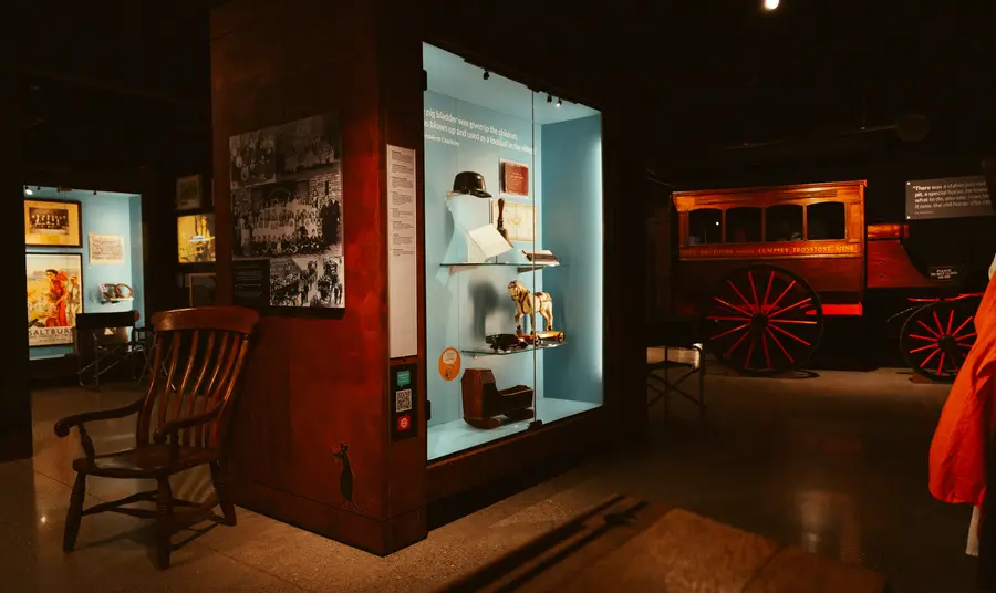 The museum gallery at Land of Iron with archive objects on display